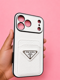 White Prada case with card holder