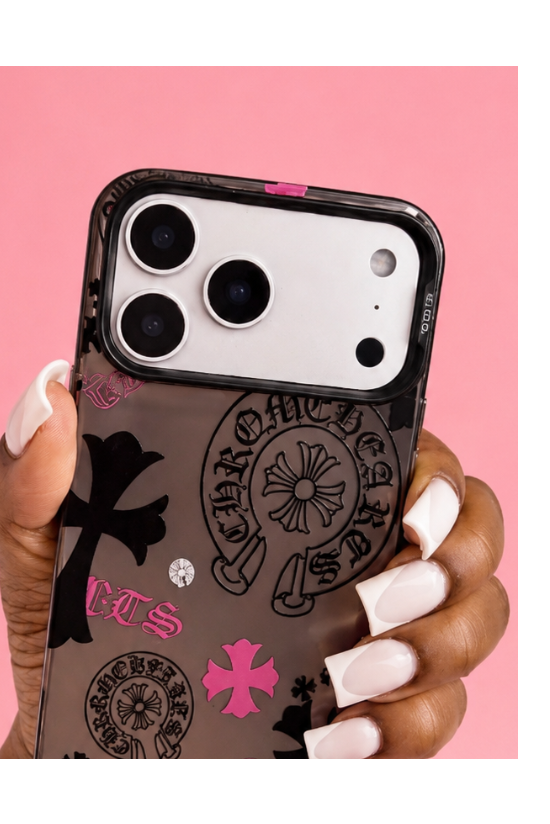Black and pink Chrome inspired phone case